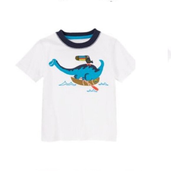 NWT Gymboree Dino Day Camp Rowboat Dino Tee & Blue Denim Shorts Size 2T - Picture 2 of 3